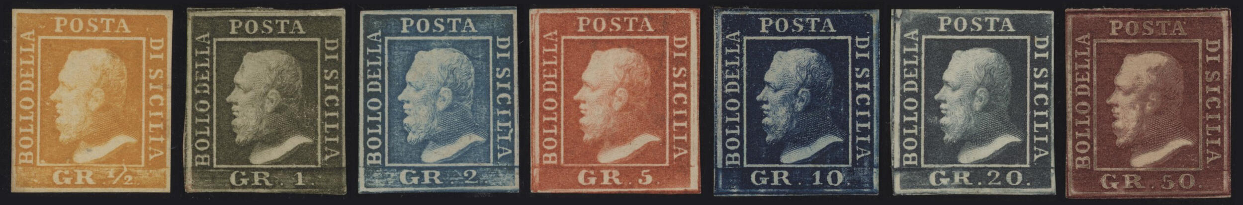 1859 - Serie completa dei 7 v., ottima/eccellente, freschissima. ...