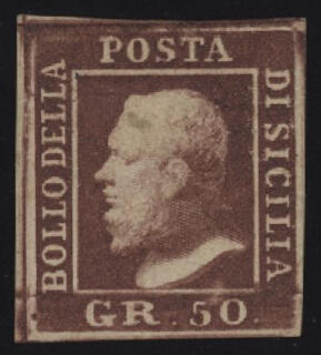 1859 - 50 grana cioccolato, n° 14a, discreto con una leggera ...