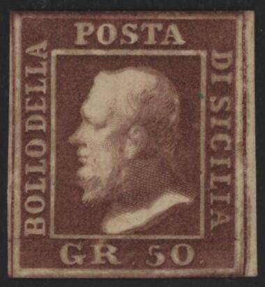 1859 - 50 grana doppia incisione, carta oleosa, posizione 70, n° 14d ...