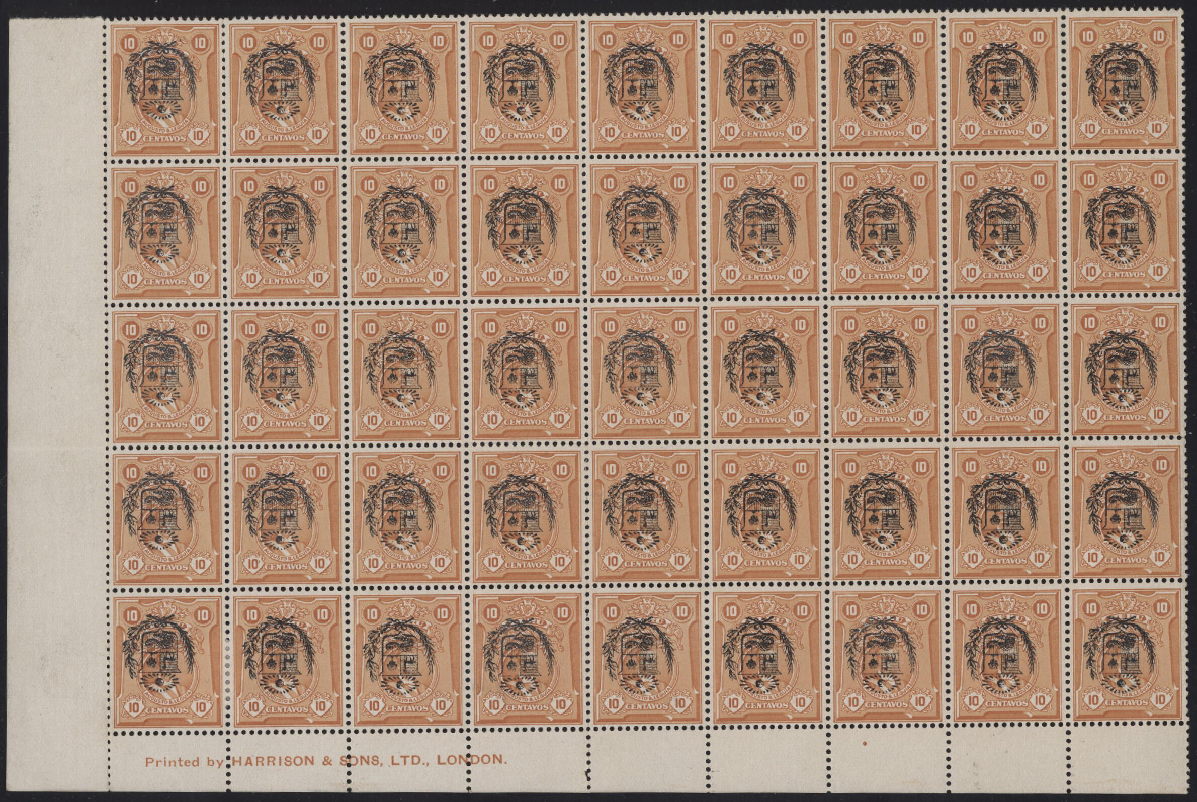 Posta ordinaria 1930 - 10 centavos sovrastampato, n° 244a, blocco di ...