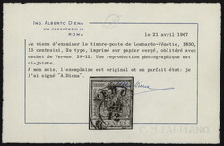 1852 - Carta Vergata, n° 18, buon esemplare, usato con nitido ...