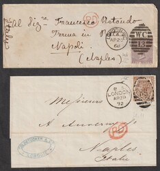 Posta ordinaria 1868 + 1872 - 2 lettere affrancate, n° 34 e 47, ...
