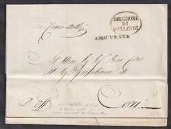 §1852# - Direzione di §Velletri #ovale + ASSICVRATA, lettera 25.4 ...