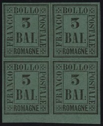 §1859 - 3 baj verde#, n° 4, ottimo blocco di quattro, bordo di ...