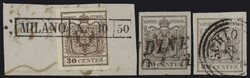 §1850 - 30 cent. I tipo i tre colori della Prima Tiratura#, n° 7a, ...