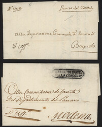 §1807/1855 - SANITA' - 4 Lettere# con segni di fumigazione e/o bolli ...