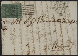 §1853 - 5 cent. verde, #n° 1, ottimo, con in alto l'interspazio di ...