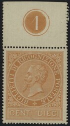 §1874 - 10 cent. arancio#, Ricognizione Postale n° 1, eccezionale ...