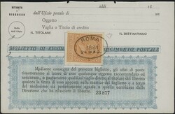 §1881 - Ricognizione Postale#, RP n° 1, ottimo, su intera pagina ...