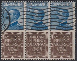 §1924 - Piperno 25 cent#., Pubb n° 6, in spettacolare §striscia ...