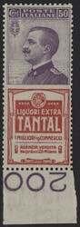 §1924 - Tantal 50 cent.#, Pubb n° 18, ottimo/eccellente, per ...