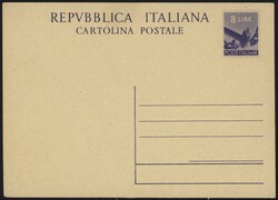 §1947 - Democratica 8 lire su camoscio#, CP n° 134A, ottima ...