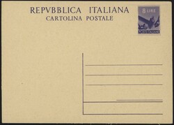 §1947 - Democratica 8 lire su camoscio#, CP n° 134A, buonissima ...
