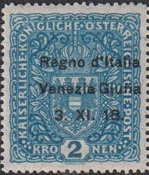 §1918 - 2 k. azzurro, carta con fili di seta#, n° 15/I, ottimo, non ...