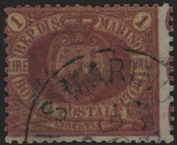 §1892 - Lira Rossa, 1 L. carminio su giallo#, n° 20, ottimo, con ...