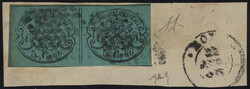 §1867 - 5 cent. azzurro verdastro#, n° 16, ottima coppia ...