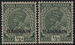 §1933 - Bahrain - Giorgio V, India sovrastampato#, §½ anna verde#, ...