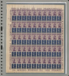 §1924 - De Montel 50 cent.#, Pubb n° 12, foglio completo di 100 ...