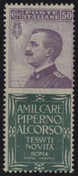§1924 - Piperno 50 cent#., Pubb n° 13, ottimo, gomma integra, ...