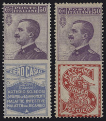 §1924 - Siero Casali e Singer 50 cent.#, Pubb n° 15 e 16, ottimi