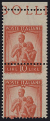 §1947 - 10 Lire arancio#, n° 559, splendida coppia verticale non ...
