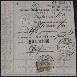 §1926 - Allegorie#, SxV n° 5, su modulo Vaglia da 158 Lire del 20 ...