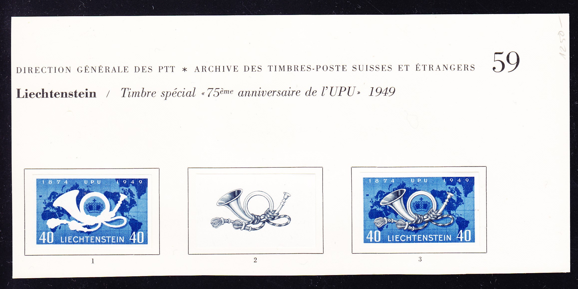 1949 UPU 40 Rp follow up print, 3 stages imperforated on PTT archive ...