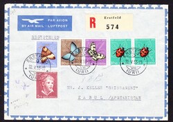 1953 R-Brief mit Juventute 1952 Serie, gestempelt Erstfeld nach Kabul ...