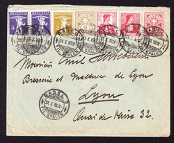 1910 Brief mit Bunt- Mischfrankatur, Ziffer-Tell-Helvetia Marken. ...