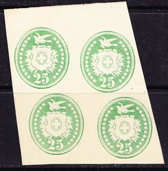 Tübli Brief 25 Rp grün, Probedruck mit Reliefdruck im 4er Block. ...