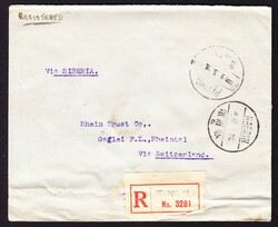1928 R-Brief aus Peking über Harbin nach Gaflei bei Vaduz. 20x 1c ...