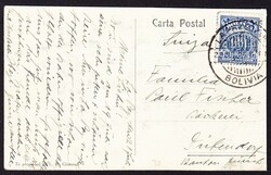 1925 15c Marke gestempelt La Paz auf Ansichtskarte nach Dübendorf.