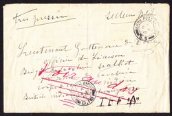 1915 Brief französisches Regiment über Britische Feldpost an Lt. in ...