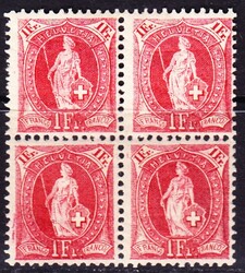 1903 1 Fr karmin, ungebrauchter 4er Block. 1 Marke postfrisch