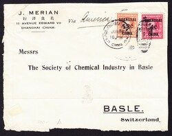 1920  Briefvorderseite aus Shanghai nach Basel. Unten gefaltet. ...