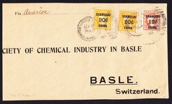1920   Briefvorderseite aus Shanghai nach Basel.
