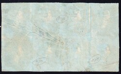 1841 2d blau, gestempelter, vollrandiger 8er Block mit nummeriertem ...