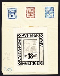 1924 UPU. 3 ungezähnte Essais, Original handkoloriert (15 und 18ö ...