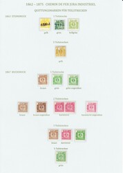 1862-1875 Sammlung: CHEMIN DE FER JURA INDUSTRIEL, Quittungsmarken ...