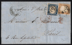 Sardegna c.20 azzurro oltremare + c.80 bistro arancio annullo TUNISI ...