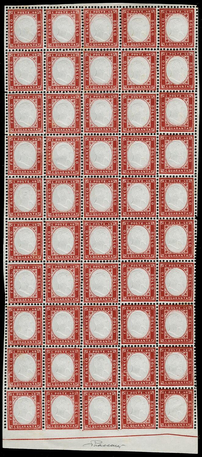 1862 - 40c carmine red, complete sheet of 50 copies, fine/very fine ...