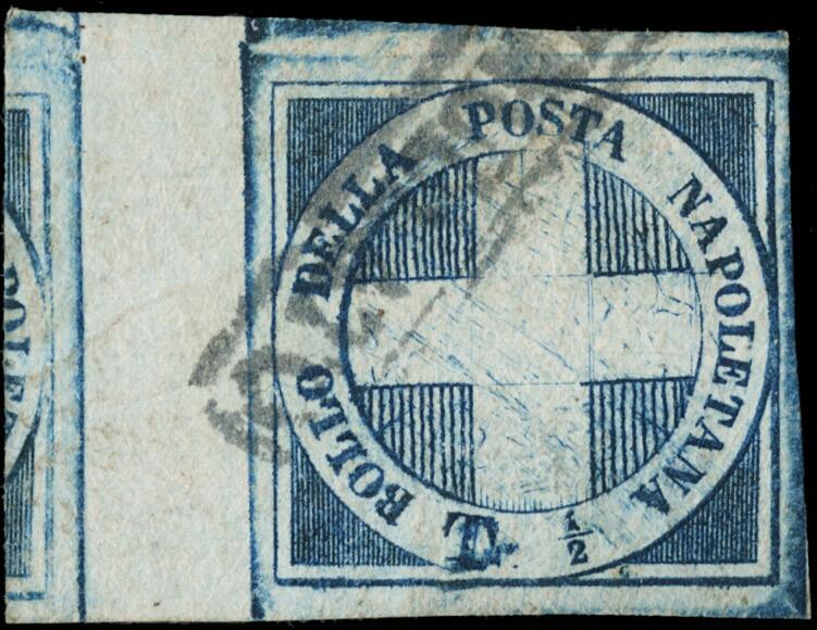 1860 - 1/2 t deep blue 'Crocetta' with complete group margin at left ...