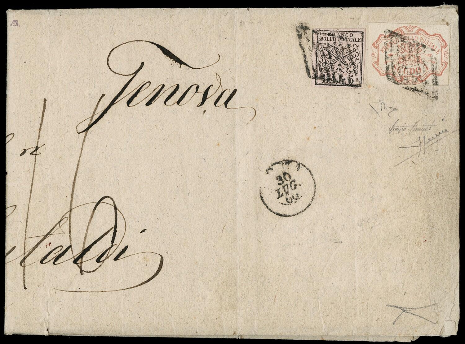 1852 - 5b light rose and 1s carmine rose, cancelled with grill on a ...