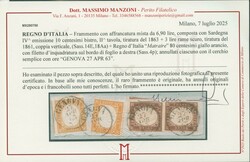 1863 - 80c orange yellow BdF at right with color line (pos.45), in ...