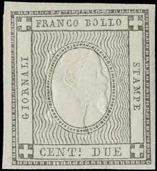 1861/62 - Experimental stamps: Sardinia, printed matter stamps 1c ...