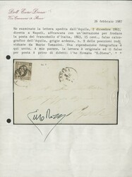 1863 - 15c grigio ardesia, imitazione per frodare la posta ...