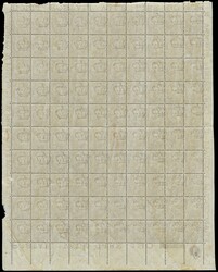 1879 - Umberto, 30c brown, complete sheet of 100 copies with plate ...
