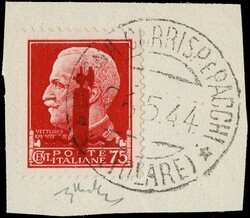 1944 - RSI: three fragments franked with 75c carmine with inverted ...