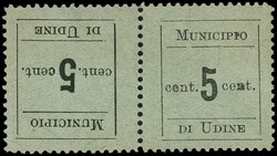 1918 - Udine town hall: 5c black, an MNH copy and a tete-beche pair ...