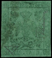 1852 - 25c green, error of color, cancelled with green administrative ...